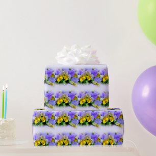 Yellow and Purple Pansies Wrapping Paper