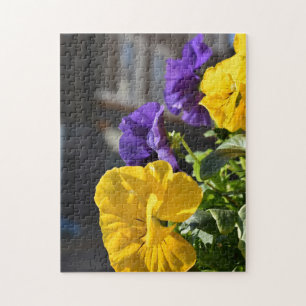 Yellow and Purple Petunia Flowers, London UK Jigsaw Puzzle