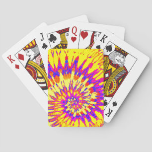Yellow and Purple Spiral Tie Dye Playing Cards