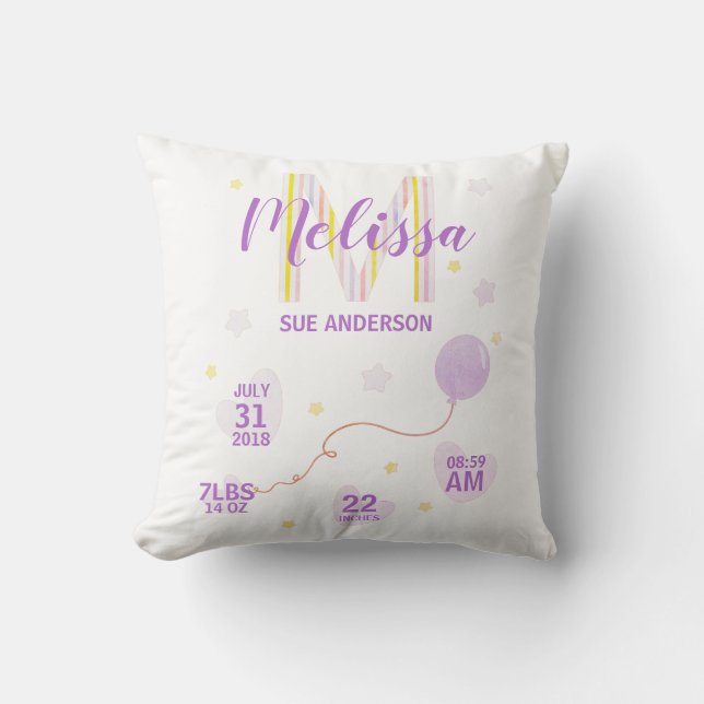 Yellow and Purple Tones Newborn Design Cushion (Front)