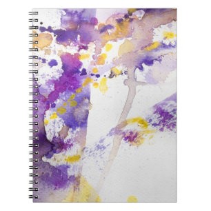 yellow and purple watercolor background notebook