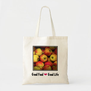 Yellow and Red Apples Good Food Good Life Tote Bag