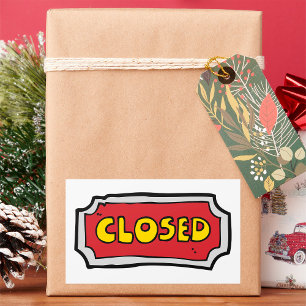 Yellow And Red Closed Sign Rectangular Sticker