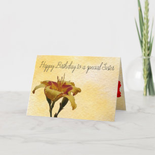 Yellow And Red Daylily Pastel Yellow Watercolor Card