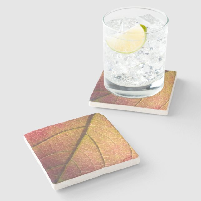Yellow And Red Fall Leaf  Stone Coaster (Side)