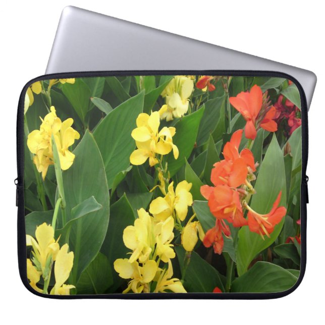 Yellow and Red Flower Laptop Sleeve (Front)