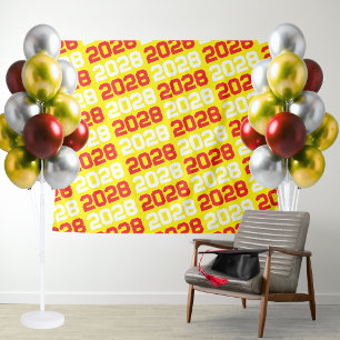 Yellow and Red Graduation Class Year Backdrop Tapestry