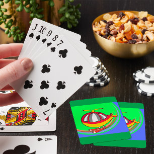 Yellow And Red Helicopter Playing Cards