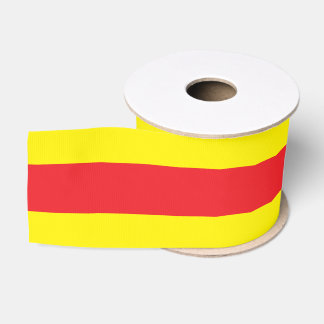 Yellow and Red Horizontal Stripes Grosgrain Ribbon