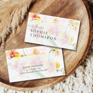 Yellow and red orchids elegant  business card