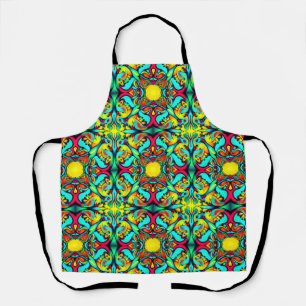 Yellow and Red Patterned All-Over Print Apron