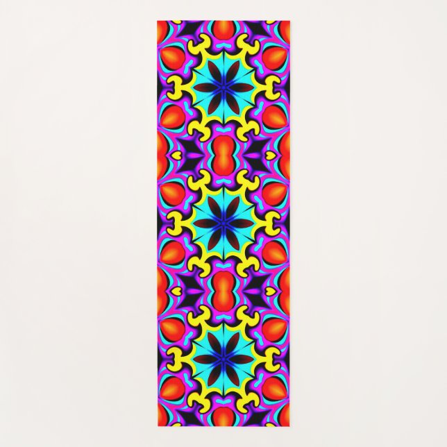 Yellow and Red Patterned Yoga Mat (Front)