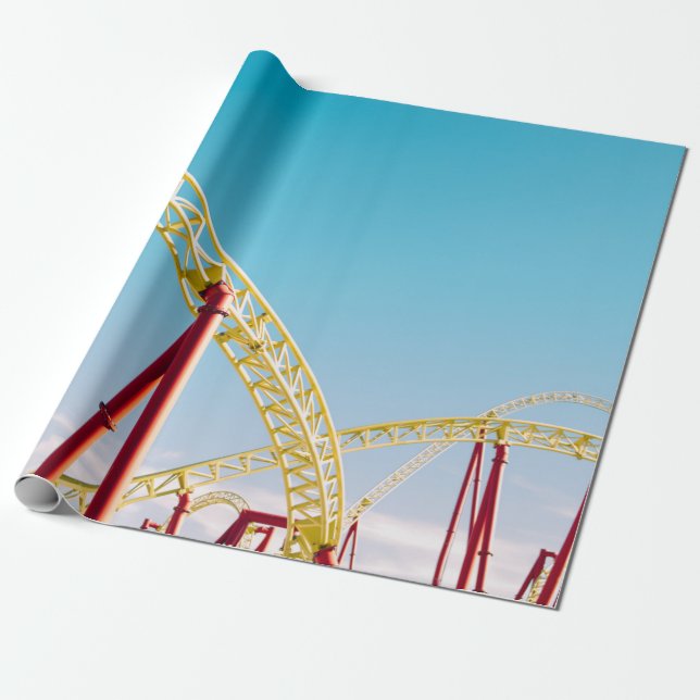 Yellow and red roller coaster under blue sky at da wrapping paper (Unrolled)
