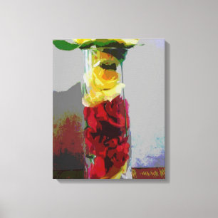 Yellow and red roses canvas print