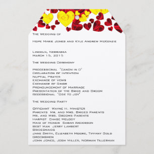 Yellow and Red Roses Wedding Program Programme