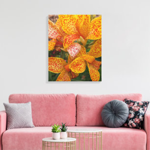 Yellow and Red Speckled Canna Lily Floral Canvas Print