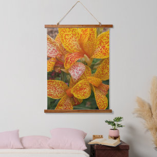 Yellow and Red Speckled Canna Lily Floral Hanging Tapestry