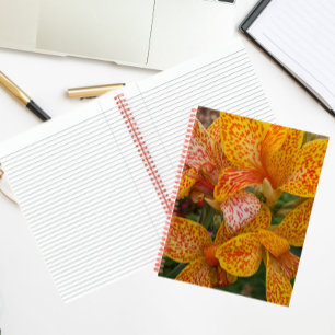 Yellow and Red Speckled Canna Lily Floral Notebook