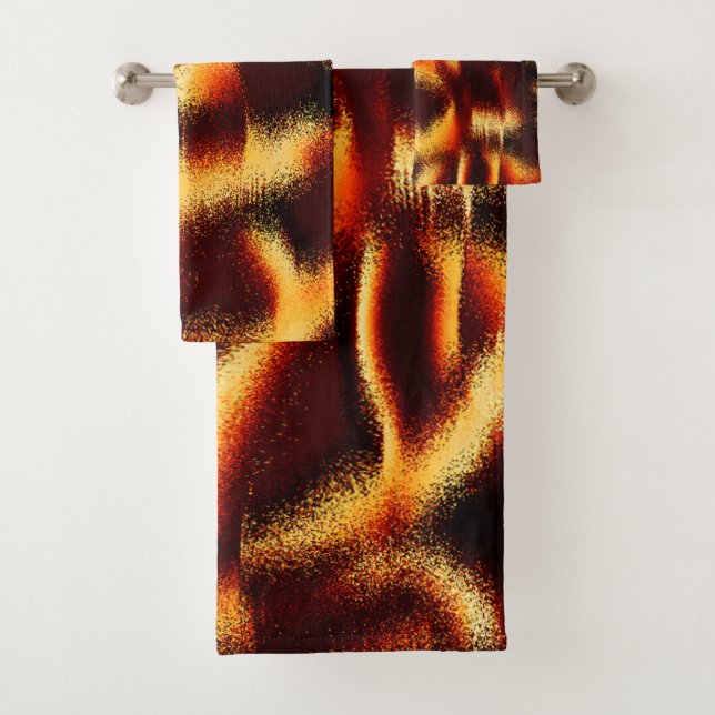 Yellow and red spots look blurred with defect bath towel set (Insitu)