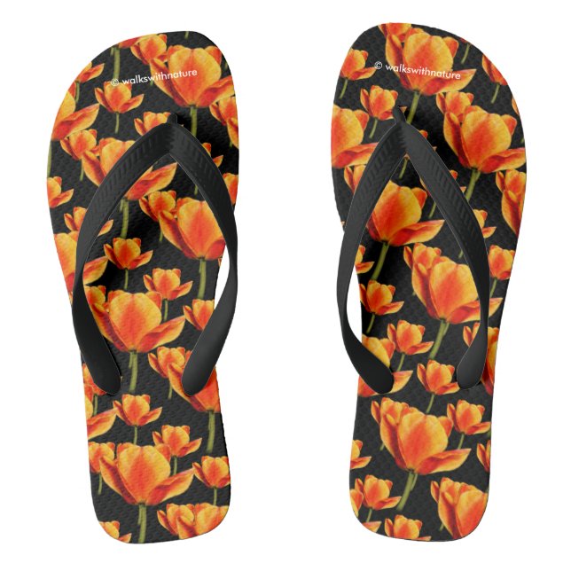 Yellow-and-Red Streaked Tulips Jandals (Footbed)