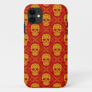 Yellow and Red Sugar Skull Pattern Case-Mate iPhone Case