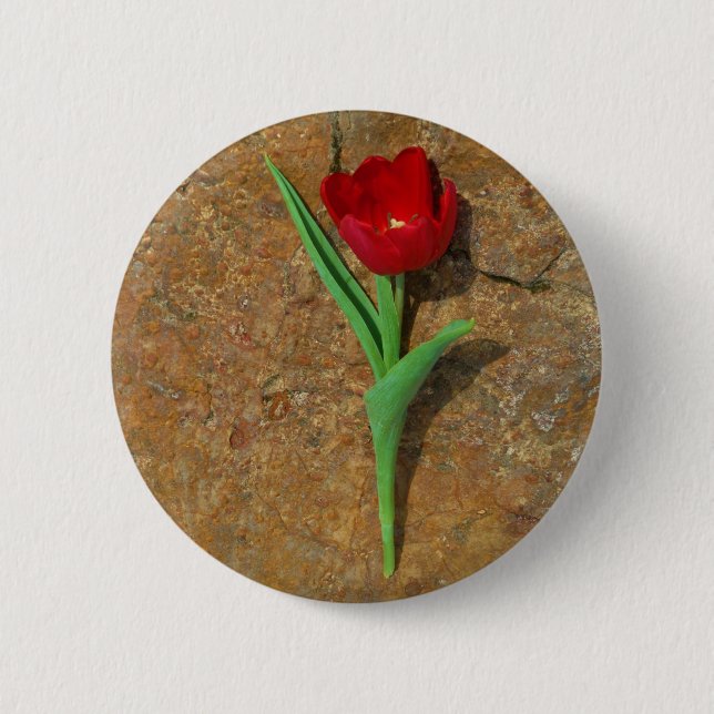 yellow and Red Tulip 6 Cm Round Badge (Front)