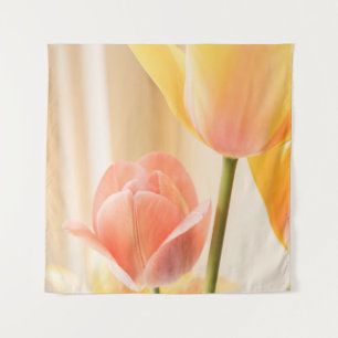YELLOW AND RED TULIP IN BLOOM CLOSE UP PHOTO TAPESTRY