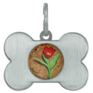 Yellow and Red Tulip Pet Name Tag
