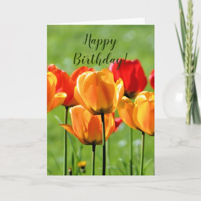 Yellow And Red Tulips Card (Front)