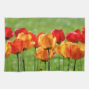 Yellow And Red Tulips Tea Towel