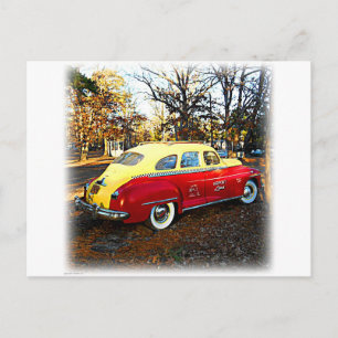 Yellow and Red Vintage Airport Limo Postcard