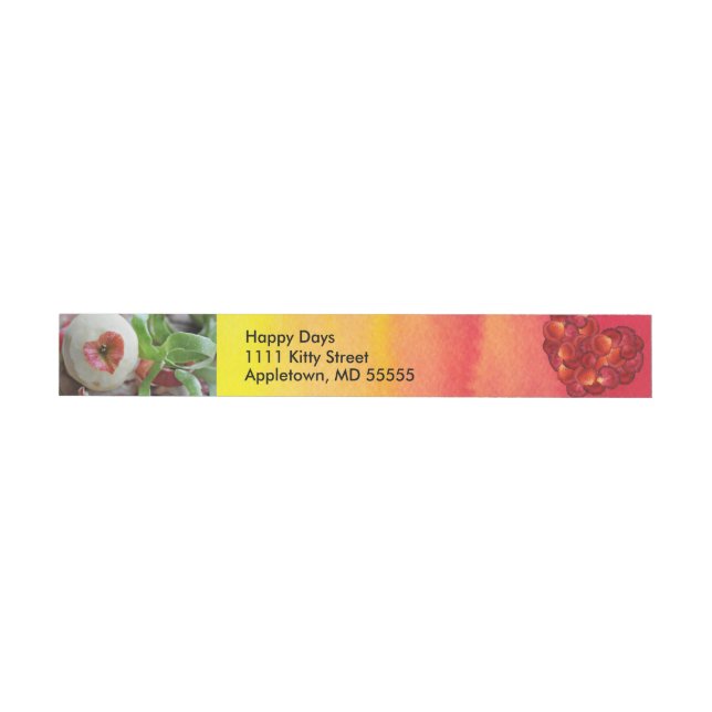Yellow and Red Watercolor with two photos Wraparound Address Label (Individual)