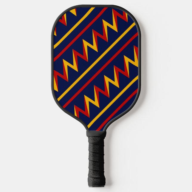 Yellow and Red Zig Zag Racing Background Pickleball Paddle (Front)