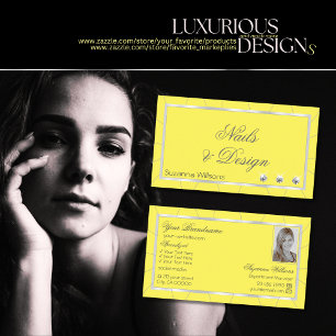 Yellow and Silver Frame with Luxe Diamonds & Photo Business Card