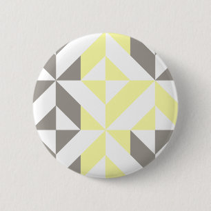 Yellow and Silver Geometric ZigZag 6 Cm Round Badge