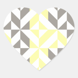 Yellow and Silver Geometric ZigZag Heart Sticker