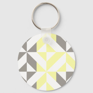 Yellow and Silver Geometric ZigZag Key Ring