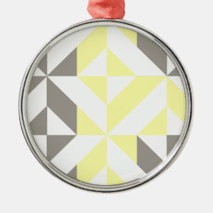 Yellow and Silver Geometric ZigZag Metal Tree Decoration