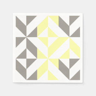 Yellow and Silver Geometric ZigZag Napkin