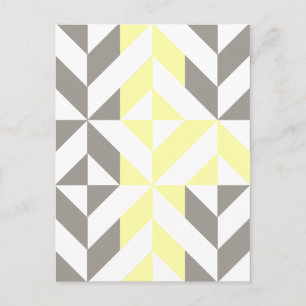 Yellow and Silver Geometric ZigZag Postcard