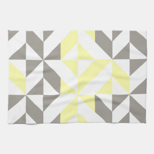 Yellow and Silver Geometric ZigZag Tea Towel