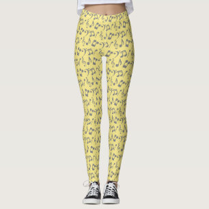 Yellow and Silver Music Notes Leggings