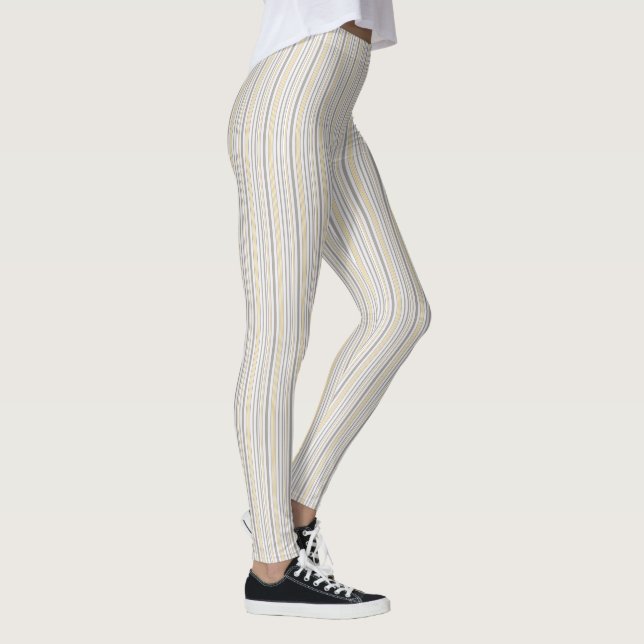 Yellow and Tan Striped Pattern Leggings (Right)