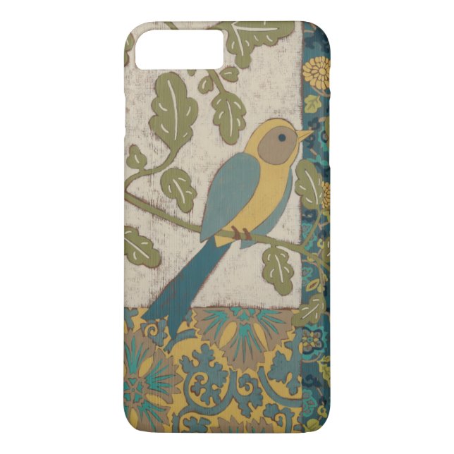 Yellow and Teal Blue Bird Perched on a  Branch Case-Mate iPhone Case (Back)