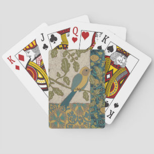 Yellow and Teal Blue Bird Perched on a  Branch Playing Cards