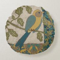 Yellow and Teal Blue Bird Perched on a  Branch