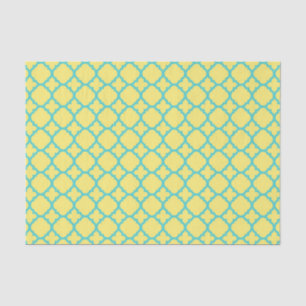 Yellow and Teal Maroccan Quatrefoil Pattern Tissue Paper