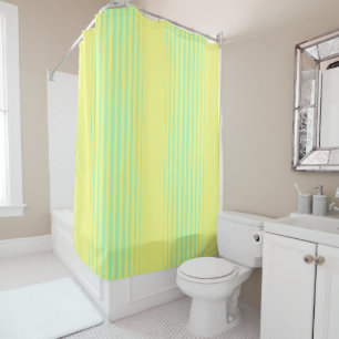 Yellow and teal shower curtain