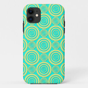 Yellow and Turquoise Geometric Circles Pattern Case-Mate iPhone Case