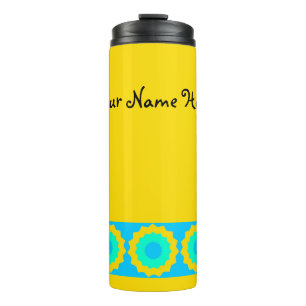 Yellow And Turquoise Green Stars Thermal Tumbler
